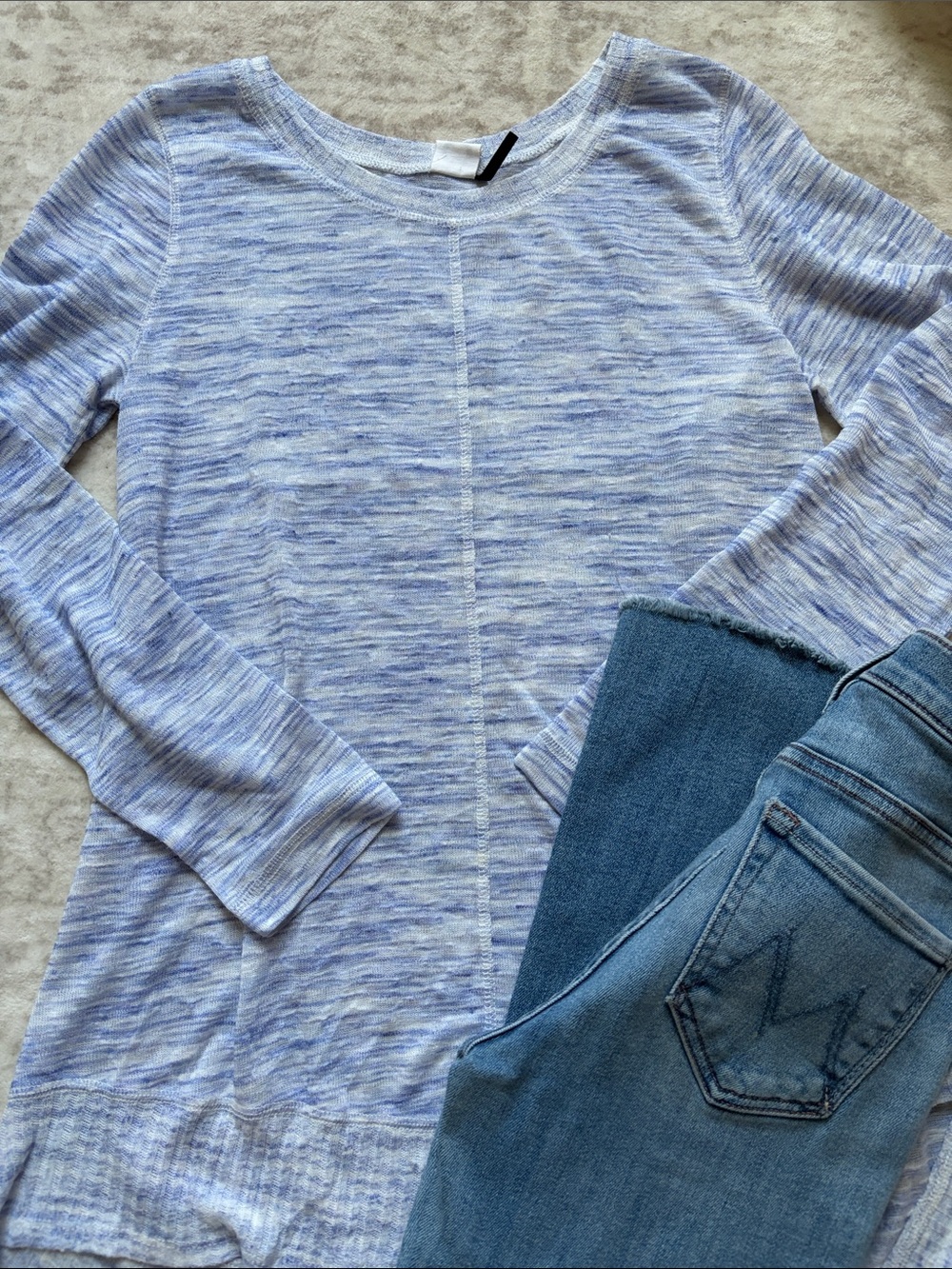 Akemi + Kin Light Blue Heather high low light weight Long Sleeve Top small